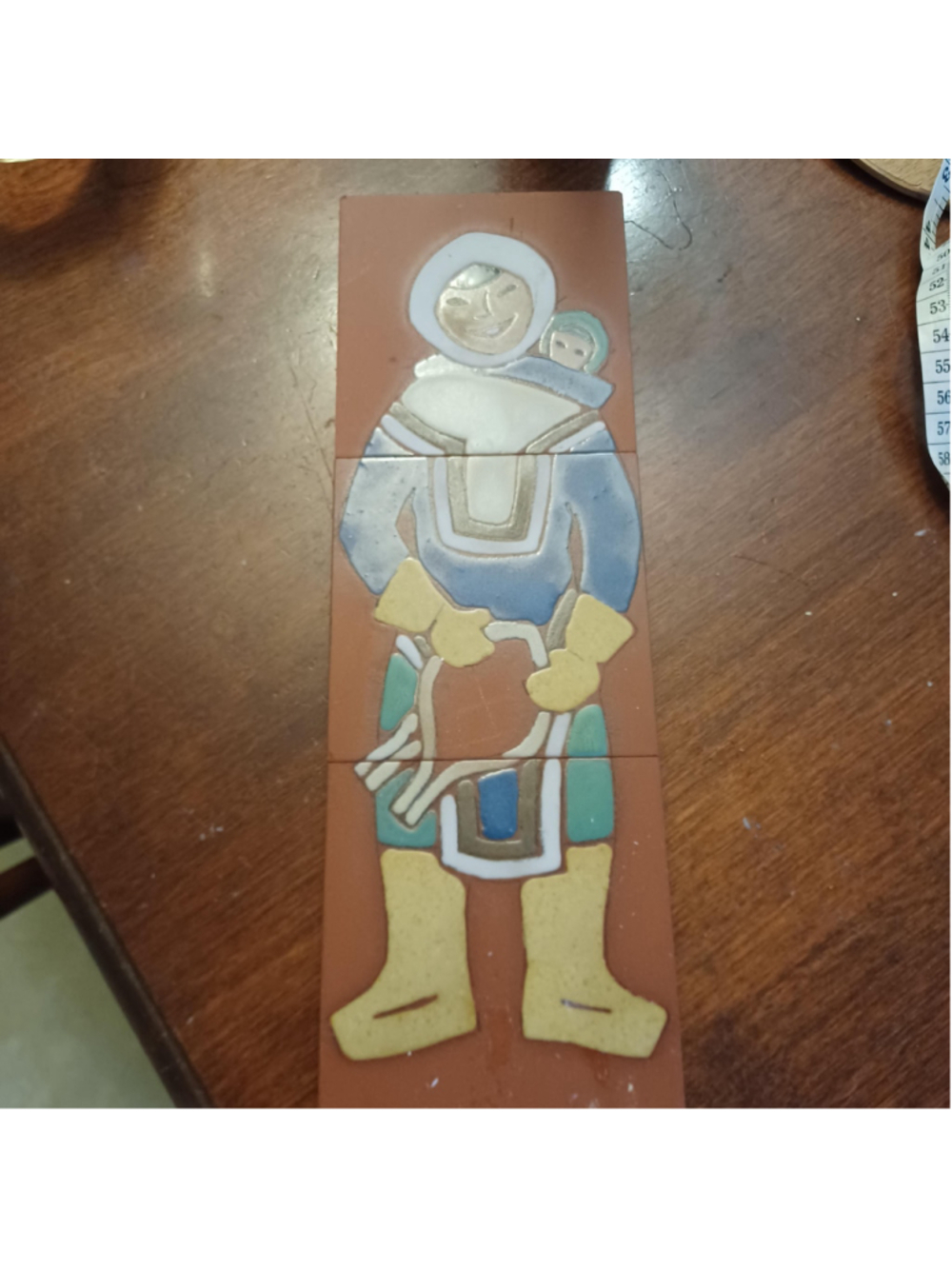 Jean Jacques Spénard Pottery Inuit Eskimo Tile Wall Plaque 1930s-40s Quebec